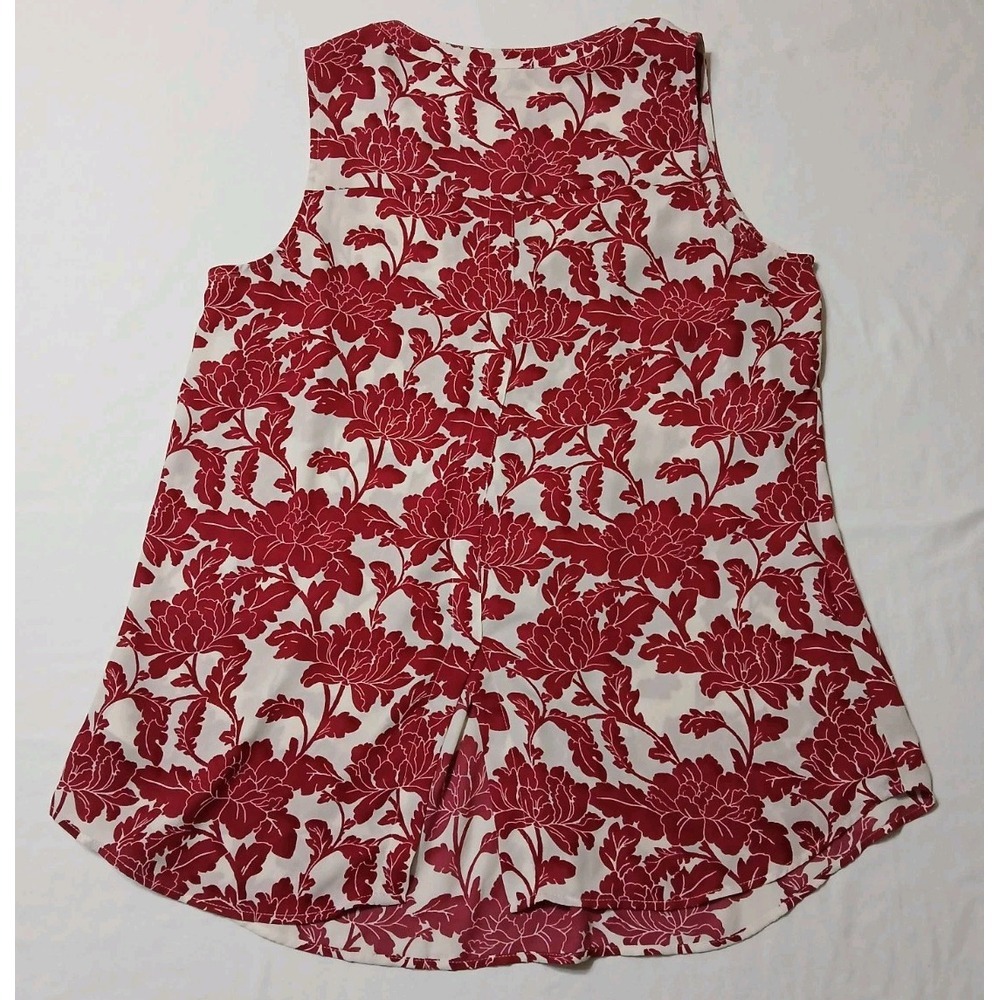 Pea In The Pod Women's Maternity Blouse Red‎ & White Floral Pleated Size Medium - Picture 4 of 8